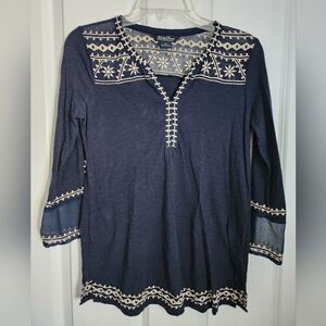 Item #:96 Lucky Brand Navy with Beige Trim Top
